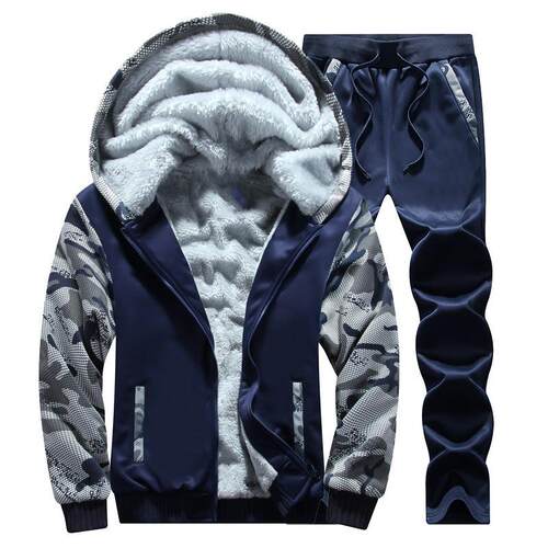 Plus Size Men’s Winter Thickened Two-Piece Set Fleece-Lined