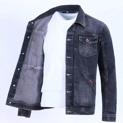 Denim Jackets Man Autumn Button Jeans Coat for Men Light