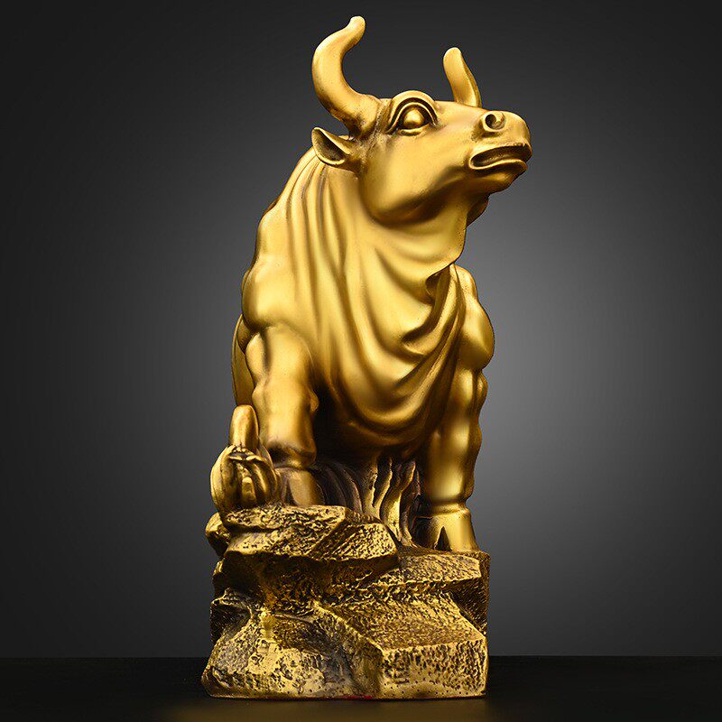 旺市牛生肖牛黄铜牛年吉祥物牛摆件牛势冲天家用办公室桌面装饰品