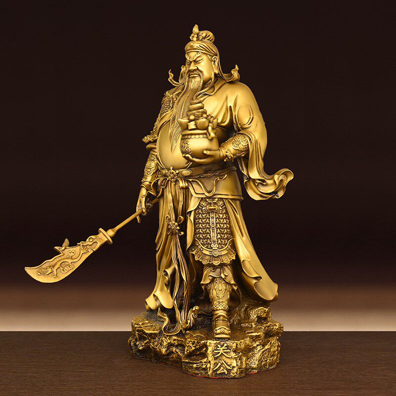黄铜关公摆件武财神爷托宝关公提刀关二爷店铺公司办公室开业礼品