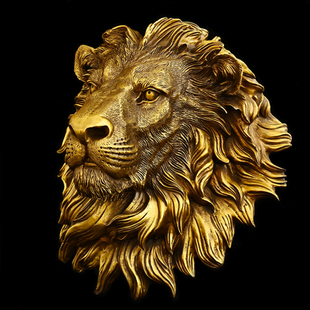大号狮子头摆件狮子头挂件黄铜兽头挂牌兽首门口挂饰家用客厅公司