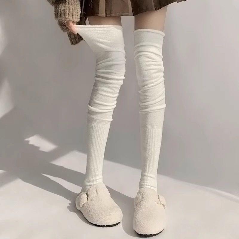 加绒过膝袜子女秋冬季长筒加厚保暖卷边珊瑚绒白色小腿袜套堆堆袜,女士内衣/男士内衣/家居服,长筒袜,淘宝优惠券,粉丝福利购,淘宝优惠卷