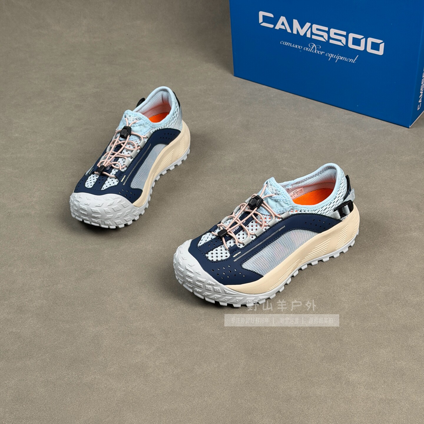 CAMSSOO夏季男女大网眼透气一脚蹬户外休闲鞋~防滑轻便徒步登山鞋
