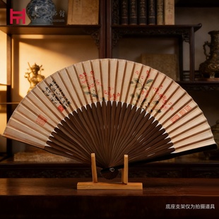 上海博物馆真丝折扇至扇至美国古风扇子汉服创意随身女扇生日礼物