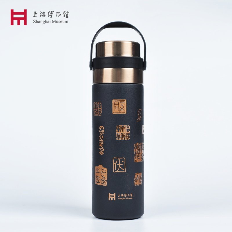 上海博物馆双层保温杯不锈钢陶瓷内胆550ML随身水杯办公室中秋节