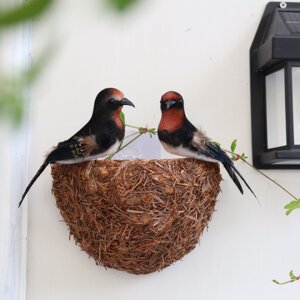 仿真燕子窝装饰墙贴墙面美化遮挡人造燕巢壁挂饰品家居小燕子摆件