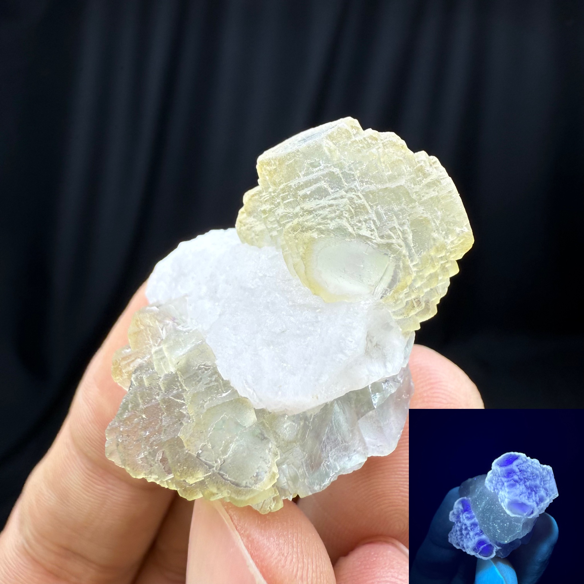 阶梯萤石天然矿物晶体矿石标本收藏观赏原石摆件地质石头荧光1