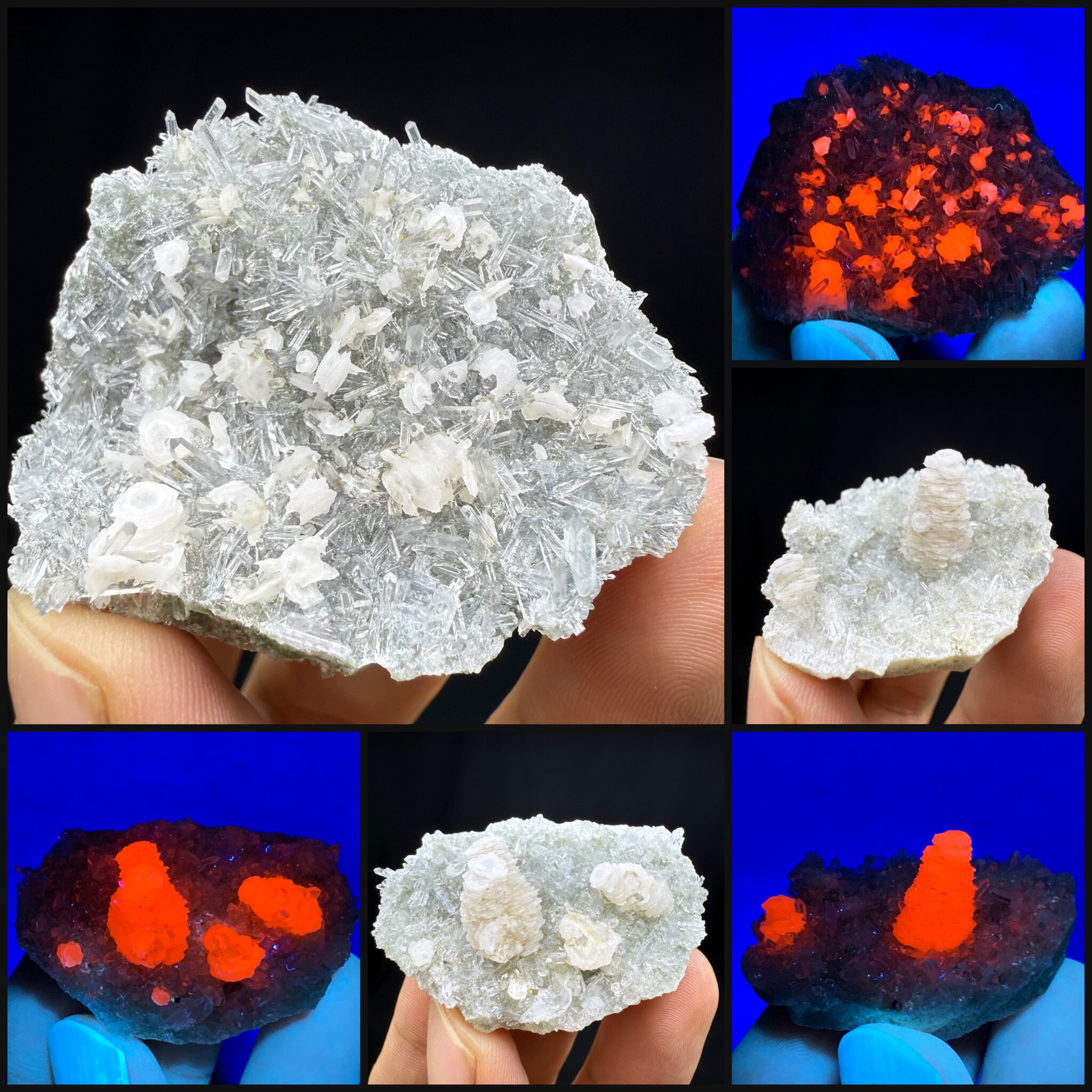 福建千层方解石水晶红色荧光矿物天然晶体矿石标本收藏摆件原石
