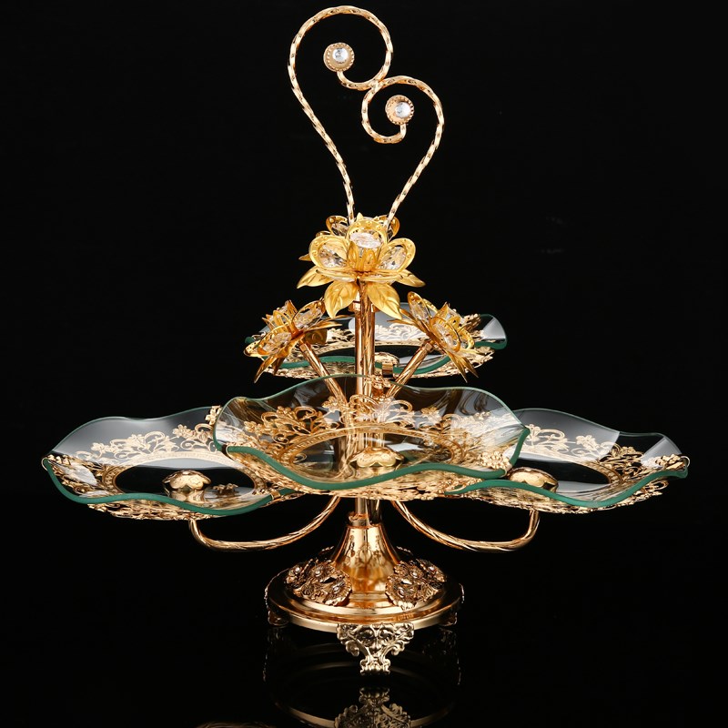 优选欧式水果盘家用客厅创意家用客厅轻奢玻璃果盘W结婚零食小吃