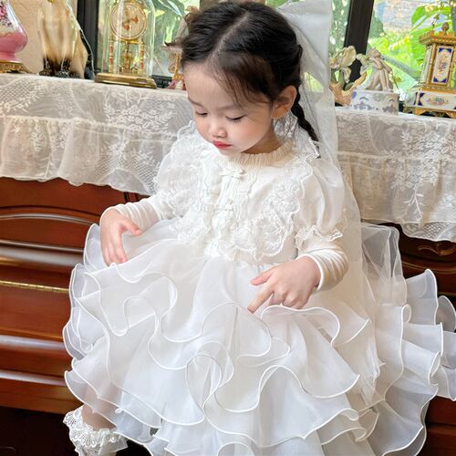 新品花童婚礼小女孩礼服儿童礼服E裙高端轻奢小众新款女童婚纱裙