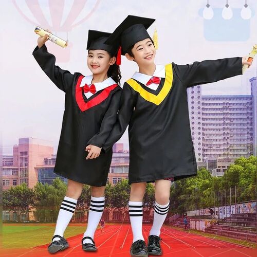 新品新款男女儿童k幼儿园帽中小学生毕业照学士礼服装儿童演出表