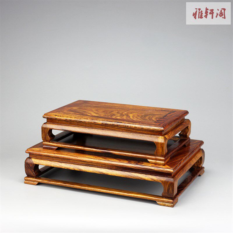 优选花梨木长方形实木底座花瓶盆景C工艺品摆件佛像石头红木雕中