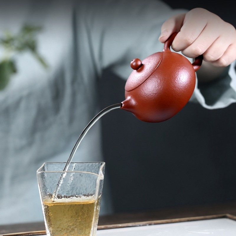 优选宜兴紫砂壶手p工茶具茶壶李新生梨皮朱泥 西施壶190cc