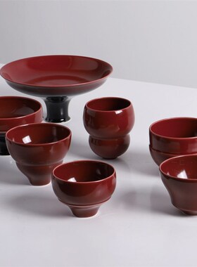 优选一匚现代新中式红色陶瓷艺术花器 K样板间售楼处民所会所玄关