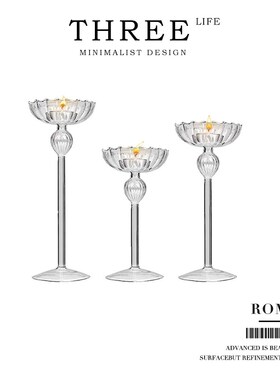 优选TlbifeRome欧式高脚条纹烛台家居装饰摆件浪漫烛光晚餐