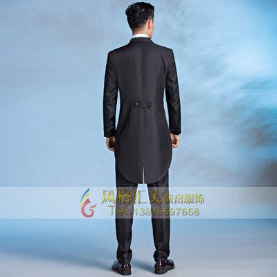 新品黑色合唱服装l演出服燕尾服男成人合唱团指挥服年会主持人礼