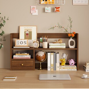 优选实木桌面书架置物架学生办公室桌上小L型宿舍架子书桌收纳简