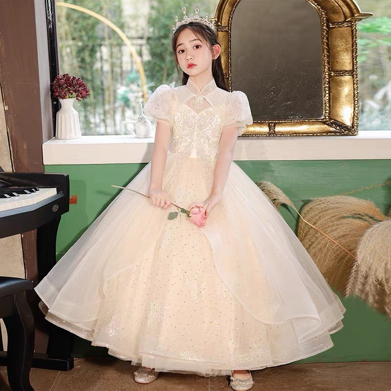 新品主持人d礼服女童高端轻奢小众儿童公主裙绝美婚礼花童钢琴演图片