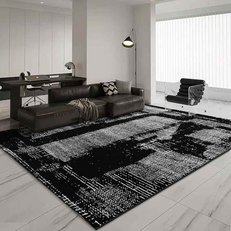 优选黑色地毯客厅k茶几毯高级极简风轻奢风深色系卧室家用混纺舒