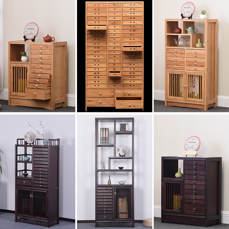 优选竹制普洱茶饼收藏收s纳柜整装多层茶叶展示柜实木博古架茶具