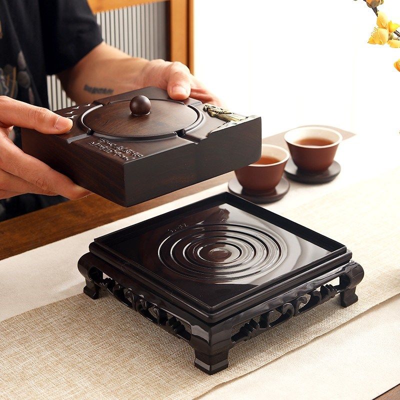 优选黑檀c实木烟灰缸带盖家用防风烟灰缸创意个性潮流客厅大号复