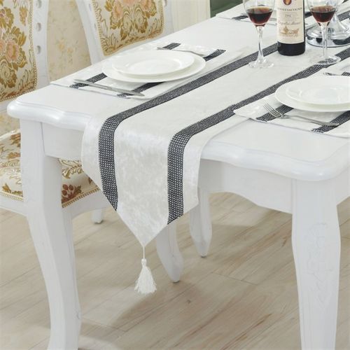 优选简约现代桌旗奢华q欧式餐旗镶钻条纹时尚茶几布桌布餐桌旗床