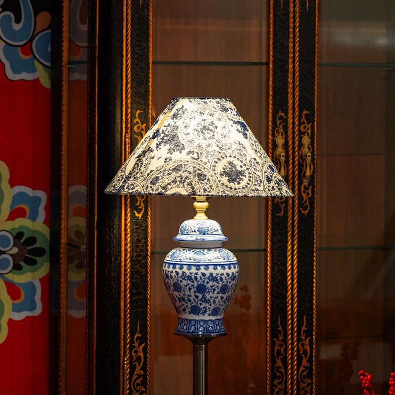 优选本尼家AM12中式青花瓷风格客厅落地装饰灯U茶室书房装饰摆件