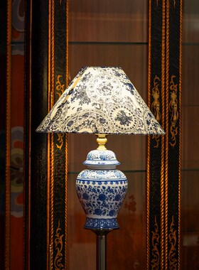 优选本尼家AM12中式青花瓷风格客厅落地装饰灯U茶室书房装饰摆件