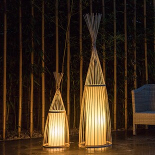 优选中式落地灯禅l意复古茶室氛围灯日式餐厅民宿阳台竹编创意落