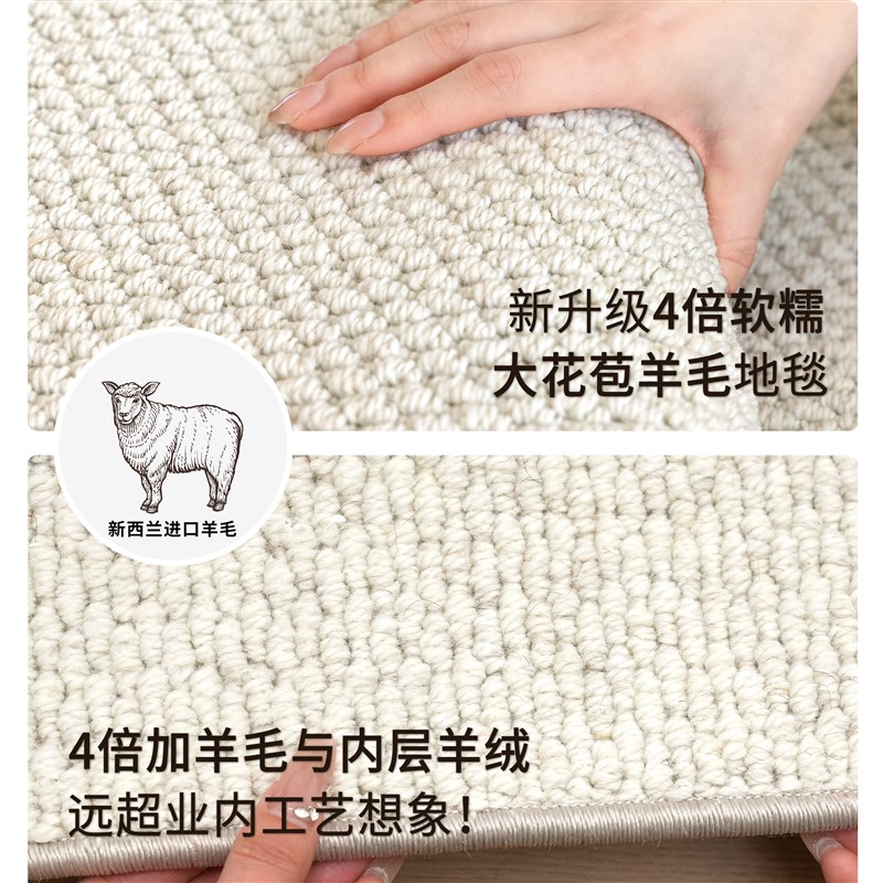 优选羊毛地毯客厅新款简约法式轻B奢奶油风高级感茶几沙发地垫定