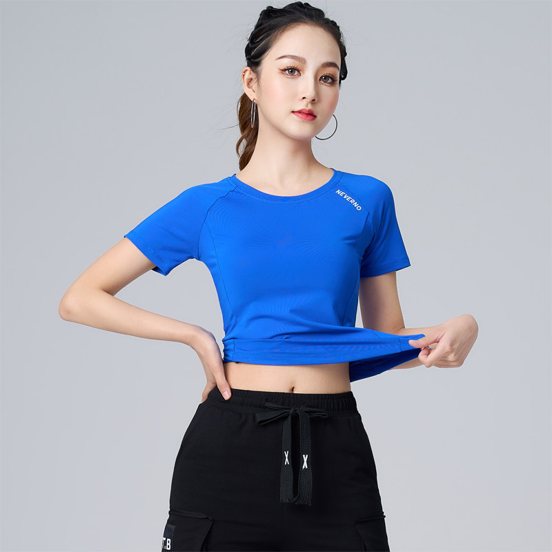 精选夏季新款短袖速干运动休x闲t恤广场舞舞蹈服装健身跳舞女训练