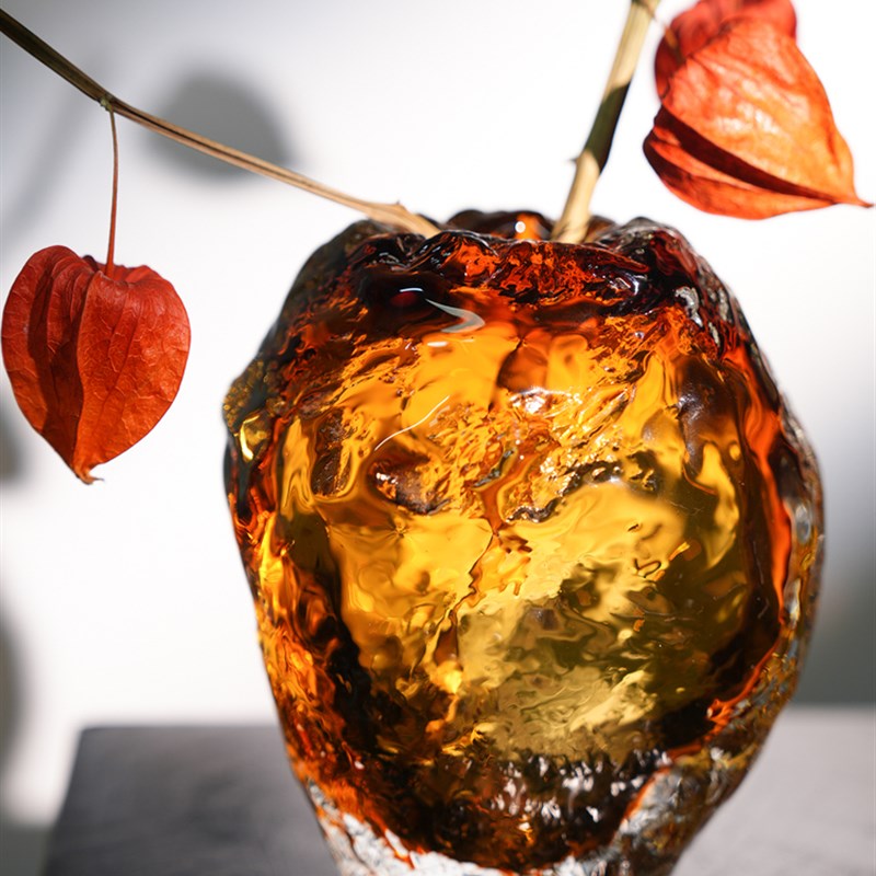 优选琥珀色花瓶轻奢艺术摆件客厅C茶几电视柜可水培插花花器装饰