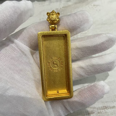 纯铜镀金2*5cm道家盒子单面亚克力款不掉色唐卡盒送卡纸可手绘