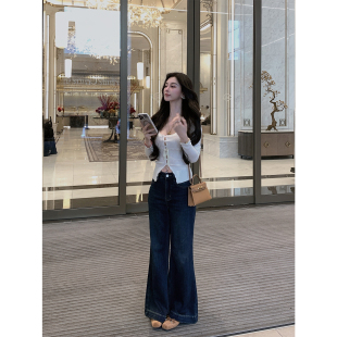 」深色渐变复古水洗喇叭牛仔裤 「沙漏修容裤 STUDIO徐琳 MINI