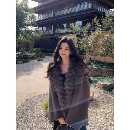 12/23  10AM 徐琳「乌木老钱」狐狸毛海军领山羊绒羊毛双面呢大衣