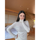 徐琳秋冬静奢绵羊毛针织一字领 MINI STUDIO 高领上衣打底t