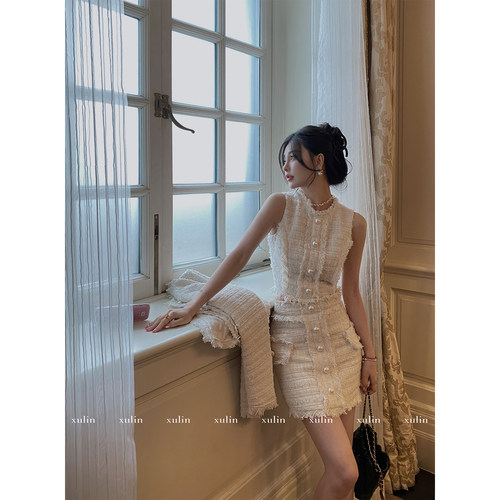 徐琳mini编织立裁款香风时尚套装