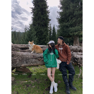 运动休闲宽松大版 MINI 美式 减龄卫衣 型连帽情侣卫衣 STUDIO徐琳