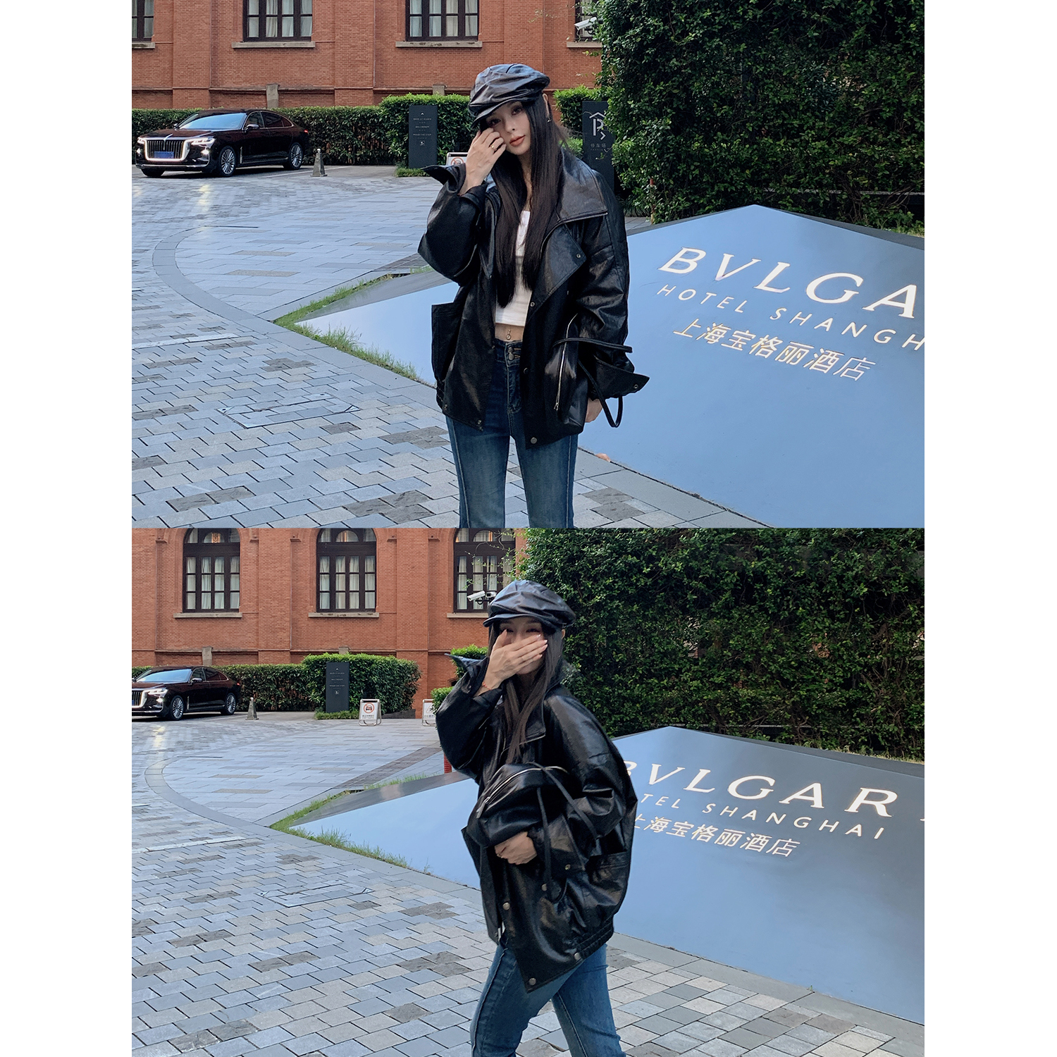 MINI STUDIO徐琳 「伯明翰女主」私服重磅大廓型分割线皮衣外套