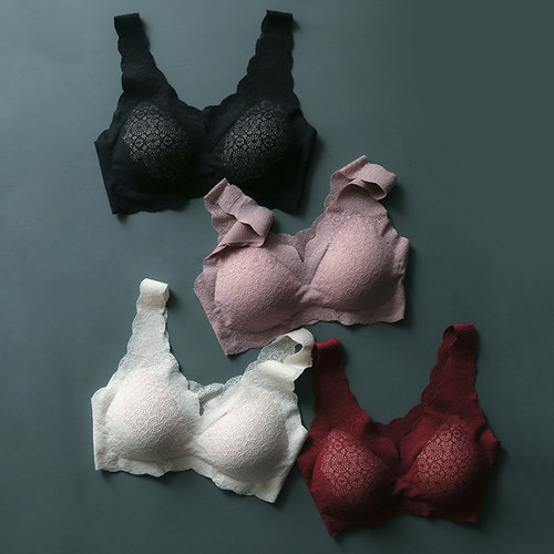 徐琳mini纹理镂空波浪边蕾丝文胸