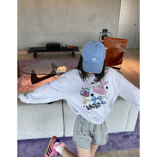 MINI 麻棉卫衣 STUDIO徐琳「淘气bunny」校园感卡通印花宽松短款