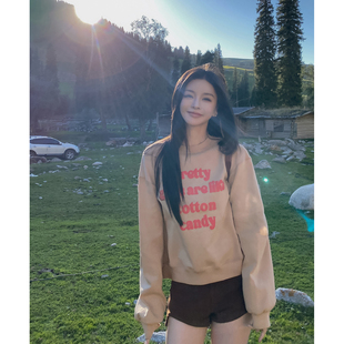 MINI STUDIO徐琳 美高圆领oversized字母立体胶印空气层情侣卫衣