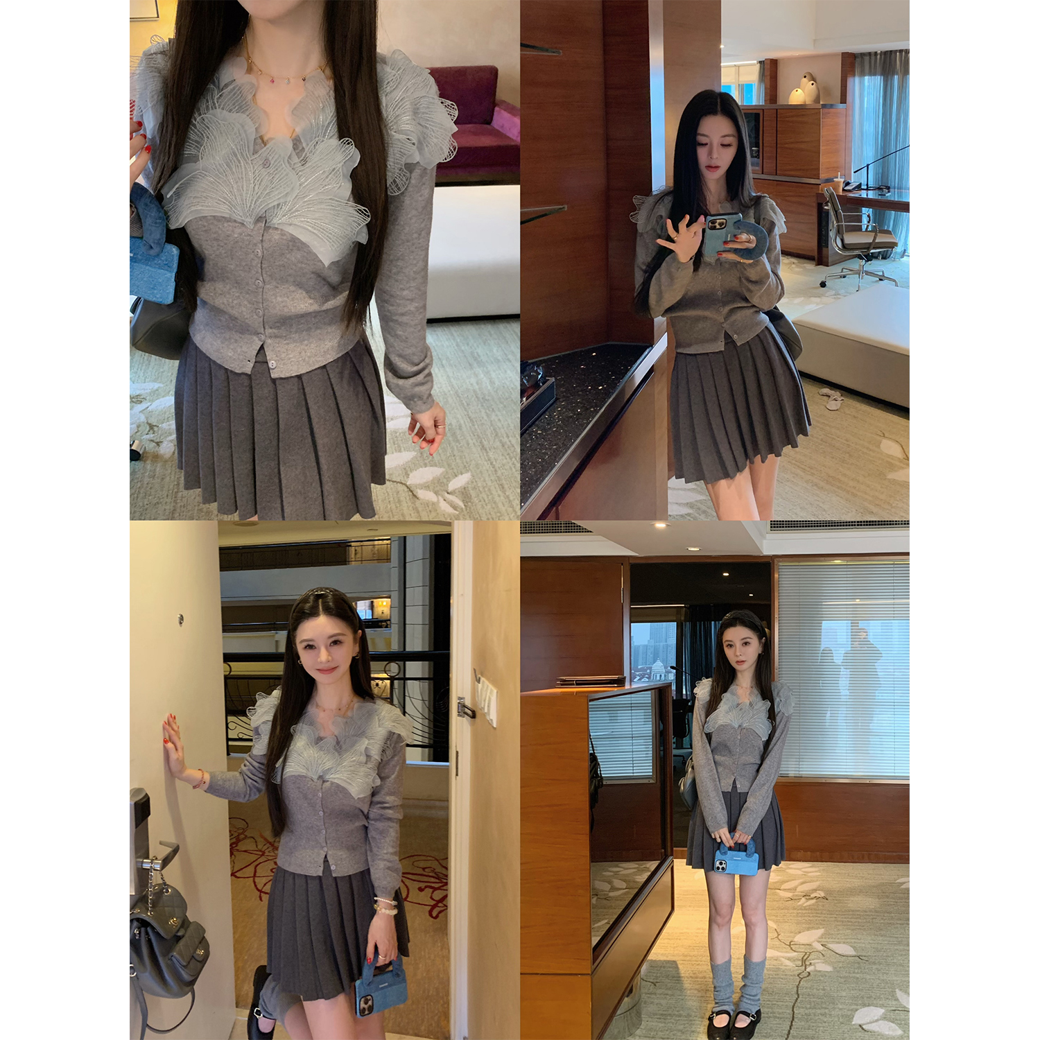 11/11 10AM 徐琳「谬系学姐」少女千金风A字安迪绒多色百褶半身裙