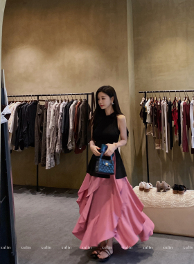 MINI STUDIO徐琳「浪漫马黛」轻重工多裁片斜裁雪纺半裙