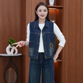 2025早秋季 时髦简约慵懒松弛百搭水洗软牛仔马夹复古马甲外套 新款