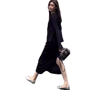 黑色马甲小香风套装裙2024早春新款韩剧女主穿搭气质名媛两件套女