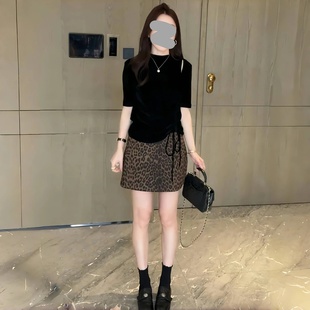 2025早秋新款 T恤女装 百搭休闲名媛绑带上衣 气质复古丝绒中袖 法式