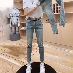 百搭显瘦弹力烟管裤 春夏高腰小脚牛仔裤 修身 大码 小个子 女2024新款