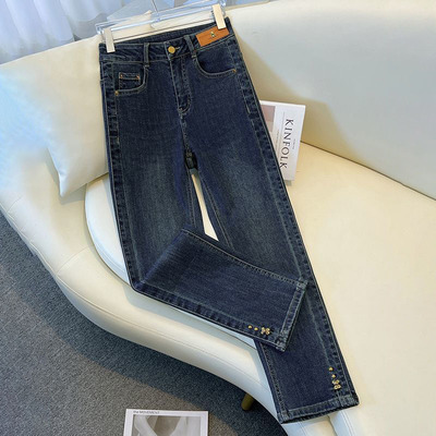 烟管牛仔裤女2025夏季新款高腰