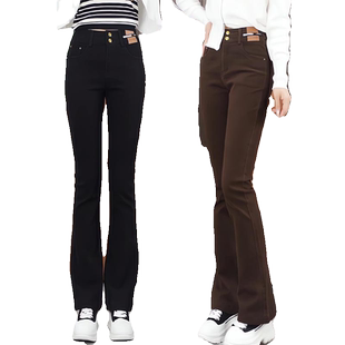高腰微喇牛仔裤女2025秋冬季新款女士加绒修身显瘦马蹄裤喇叭裤子